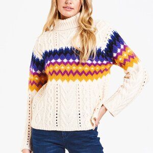 NWT - Dear John Mabel in Aspen Sunset Roll Neck Sweater in Cream